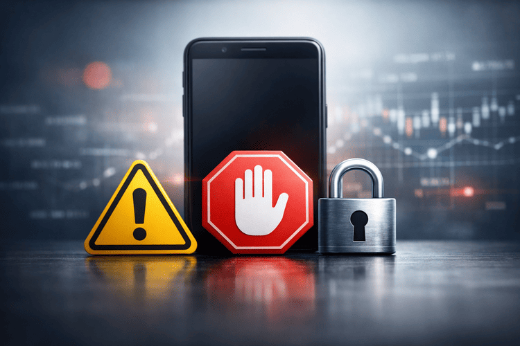 アカウント停止や利用制限に注意するイメージ