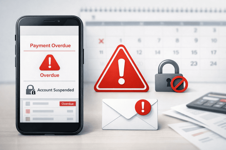 atone現金化に伴う利用停止や支払い遅延のリスクを示すイメージ